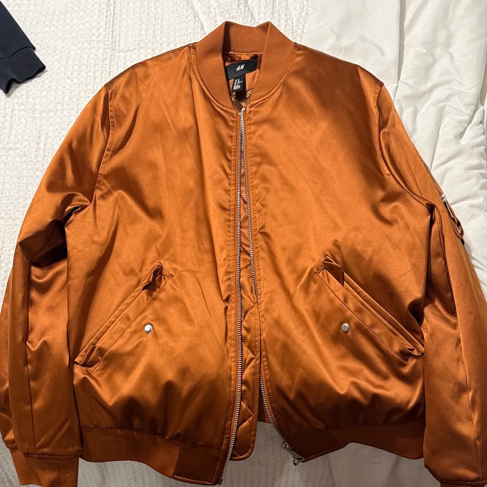 H&M Men's Bomber Jacket - Burnt Orange